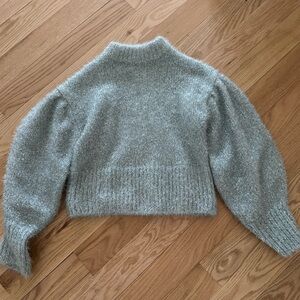 H&M Women’s Mint Tinsel Balloon Sleeve Sweater